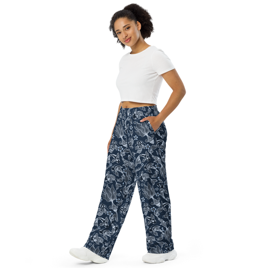 Blue Koi unisex wide-leg pants
