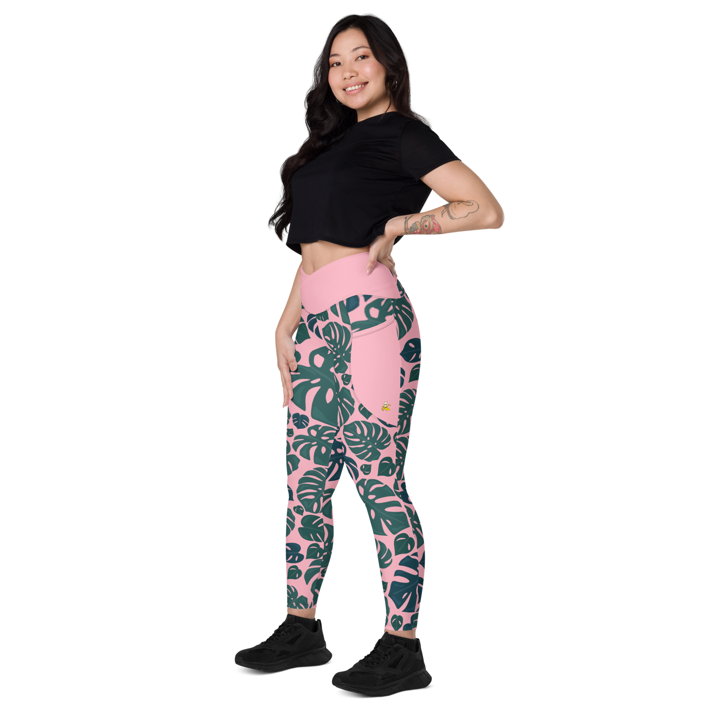 Monstera Crossover leggings with pockets
