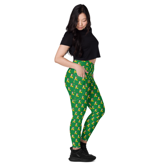 Jolly Green Banana Crossover leggings with pockets