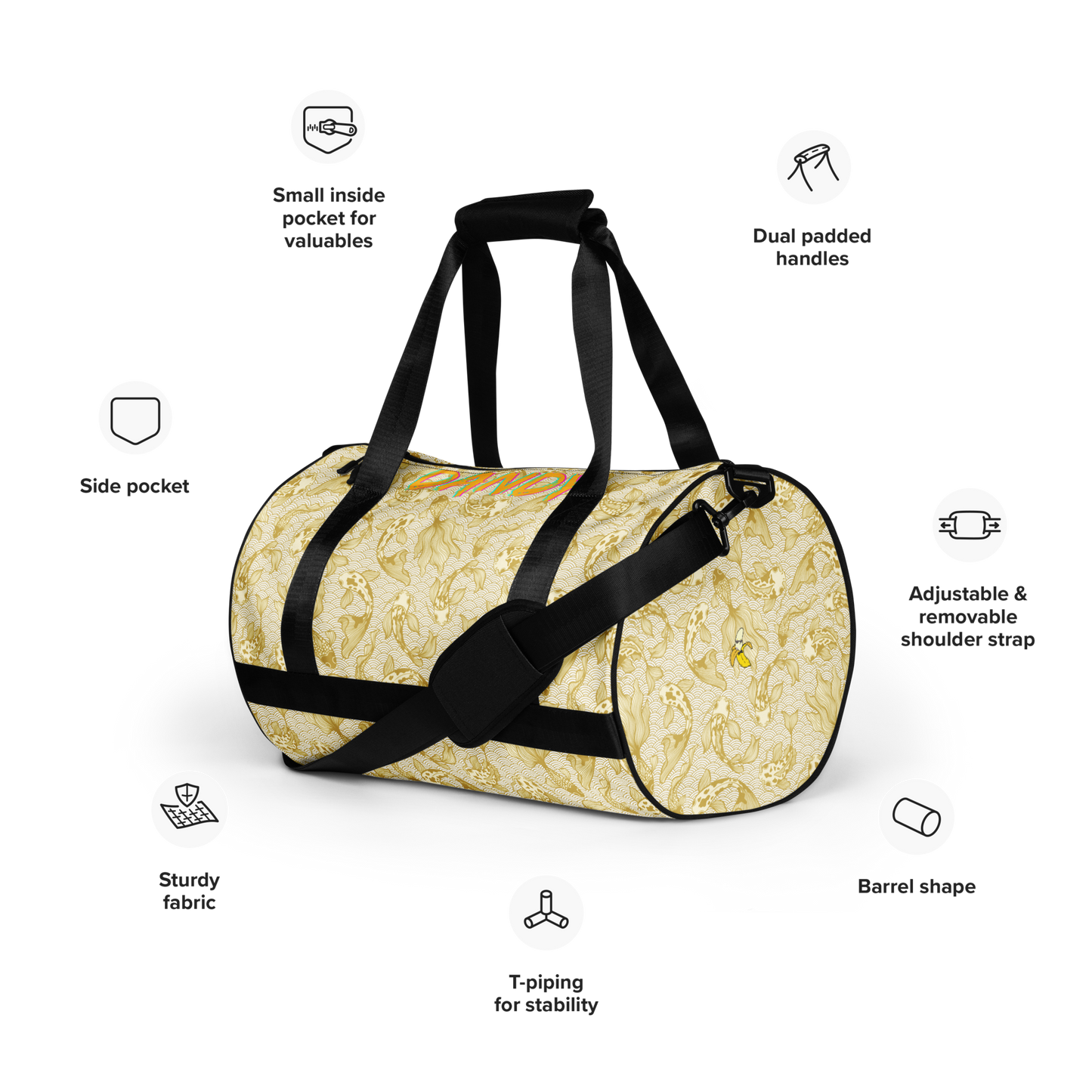 Gold Koi gym bag