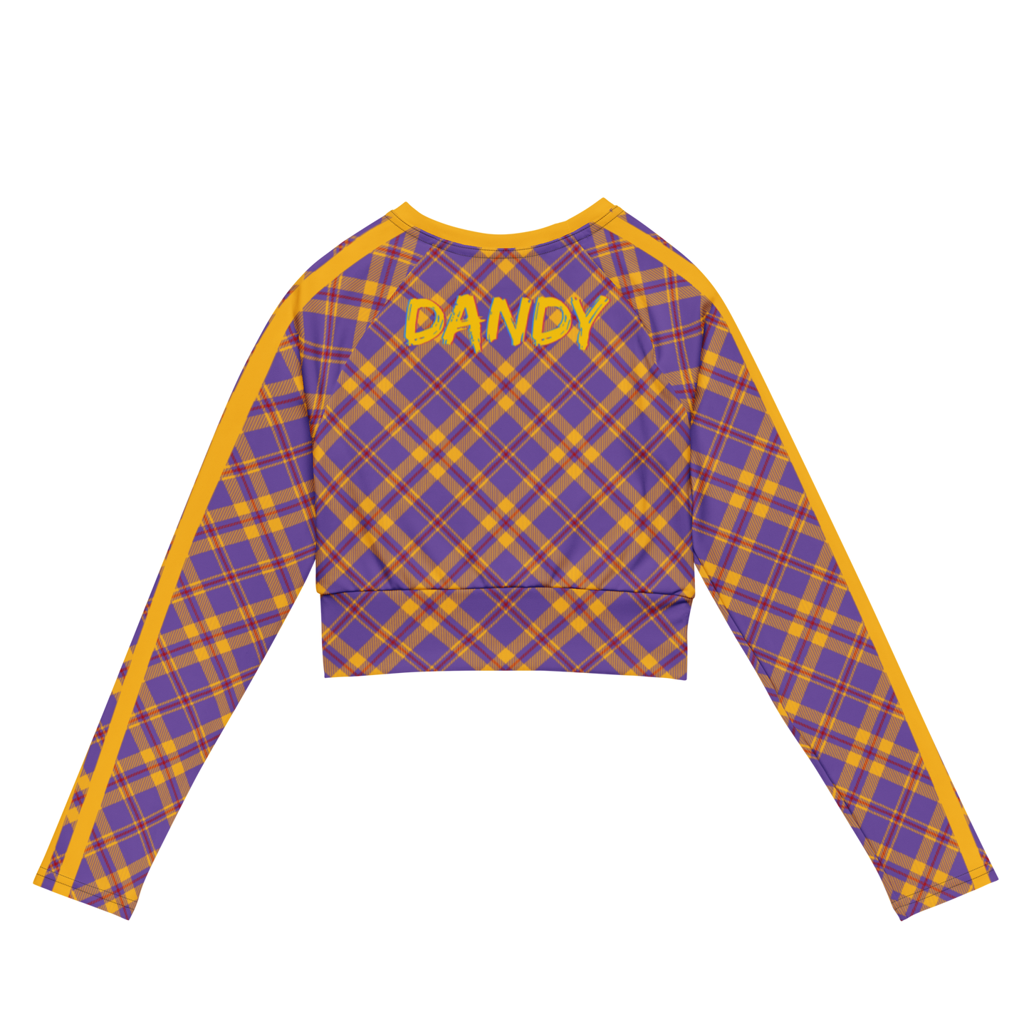 Plaid long-sleeve crop top