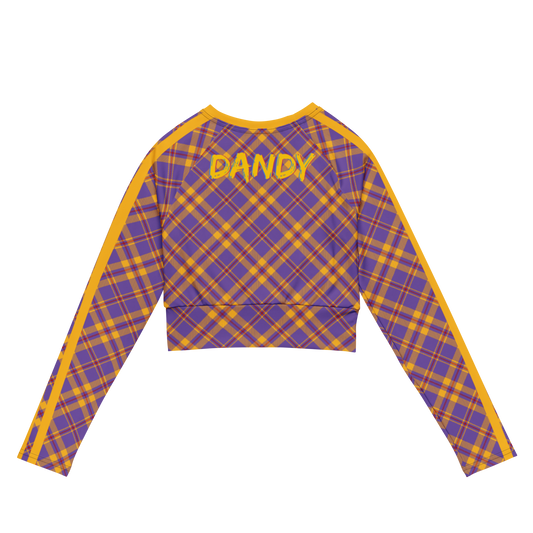 Plaid long-sleeve crop top