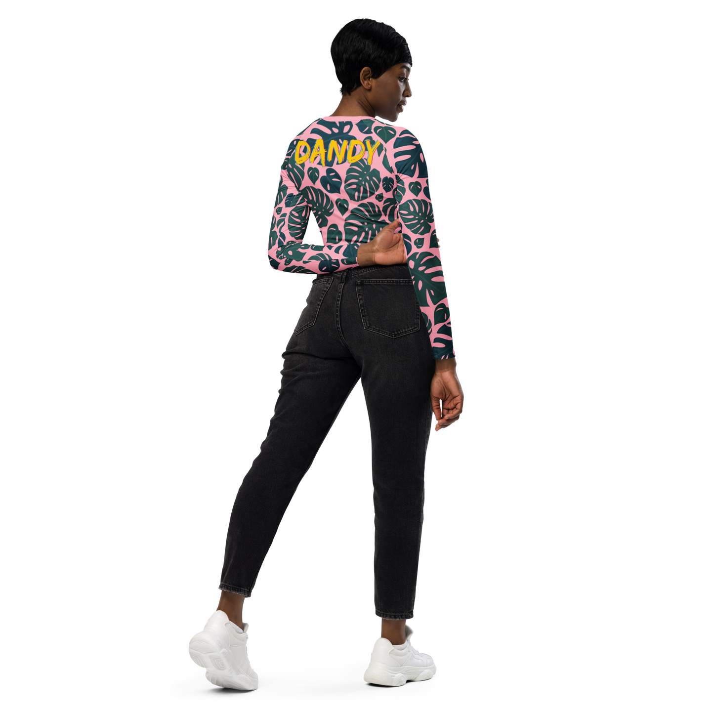 Monstera long-sleeve crop top