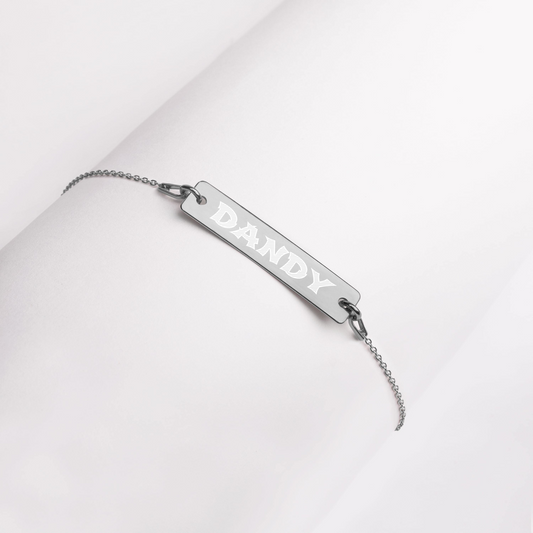 Dandy Engraved Silver Bar Chain Bracelet