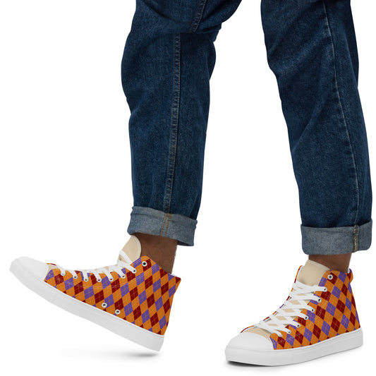 Argyle Men’s high top canvas shoes