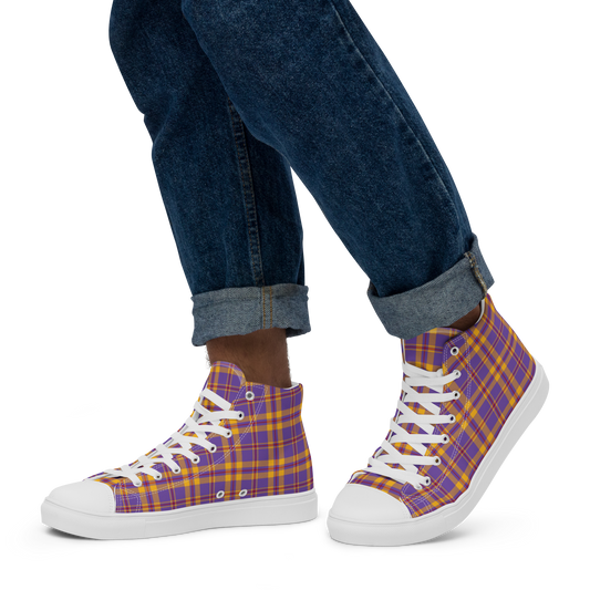 Plaid Men’s high top canvas shoes