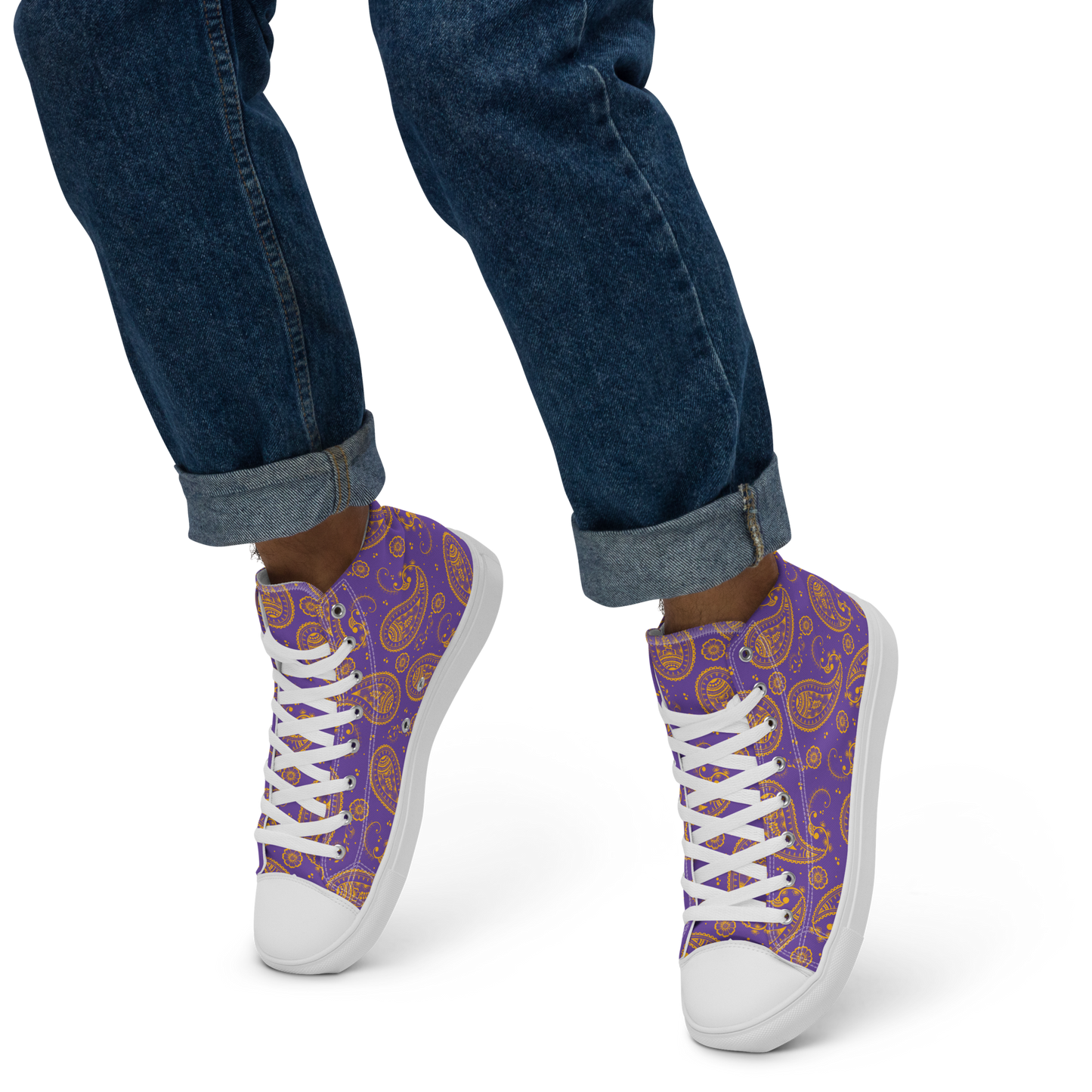 Paisley Men’s high top canvas shoes