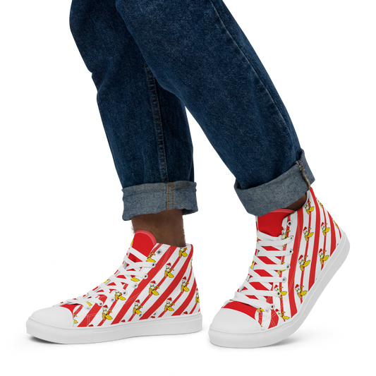 Candy Cane Men’s high top canvas shoes
