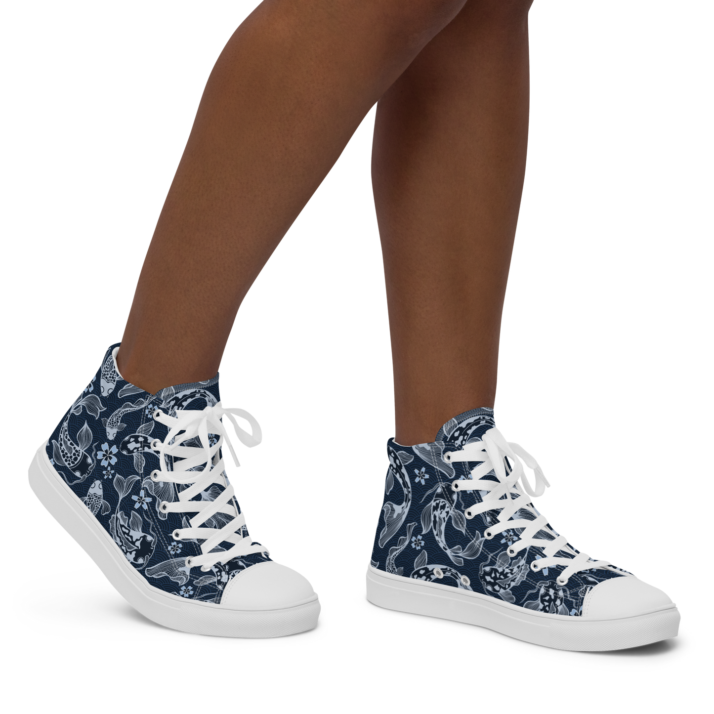 Blue Koi Women’s high top canvas shoes