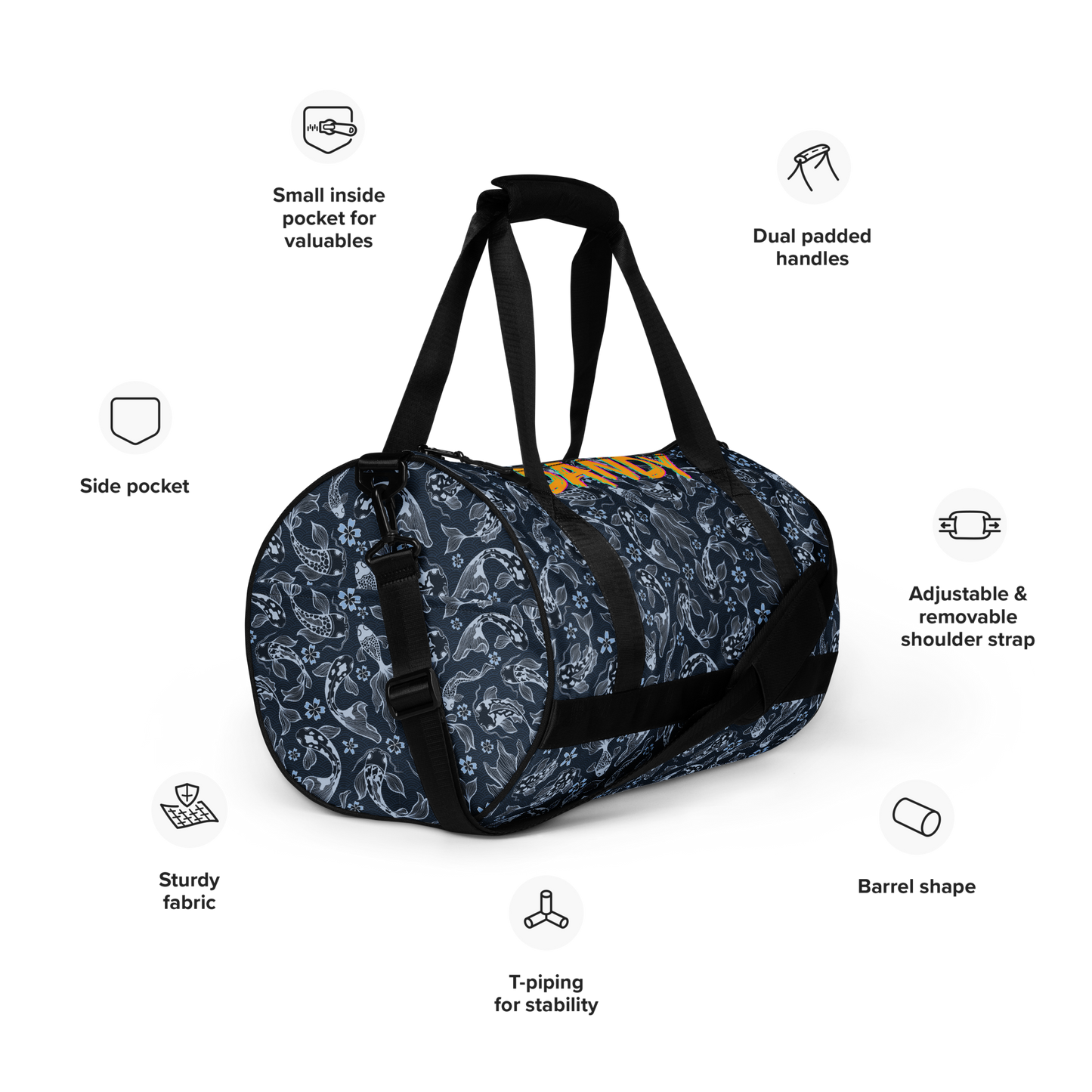 Blue Koi gym bag