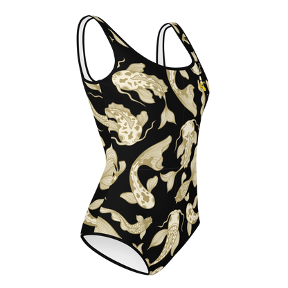 Black/Gold Koi Youth Swimsuit