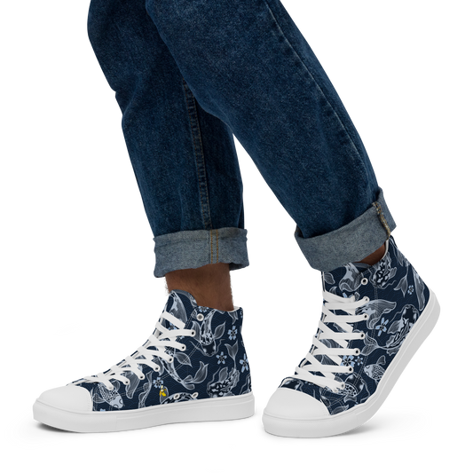 Blue Koi Men’s high top canvas shoes